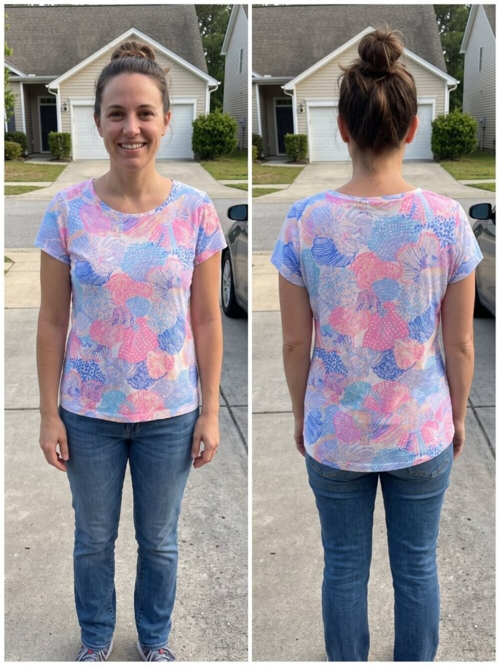 NWT Lilly Pulitzer Etta Scoop Neck Tee Shirt Small Roar of the Seas Coastal Pink